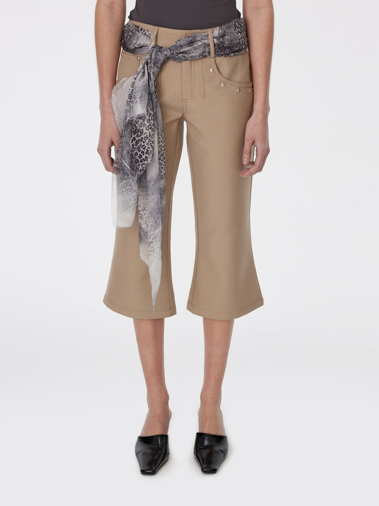 Studs Flare Casual Plain Simple Half-Pants