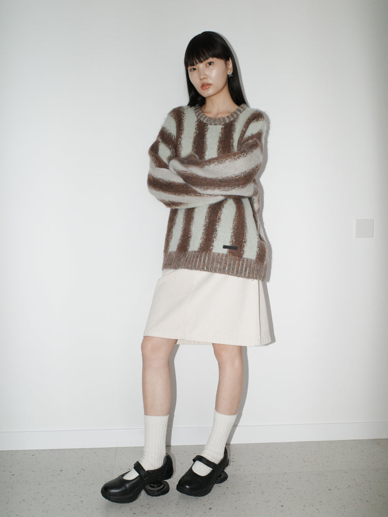 Stripe Border Strick Retro Tops & Hut