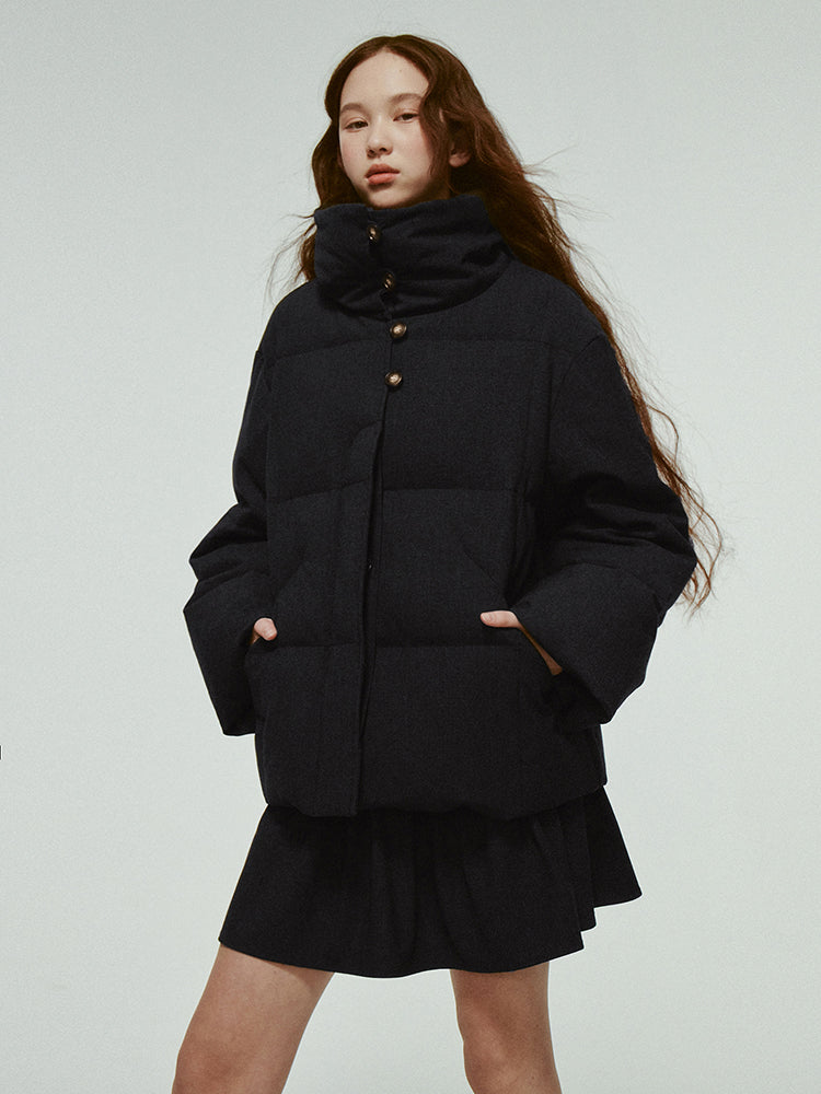Cotton Casual Plain Wool Simple Down-Jacket