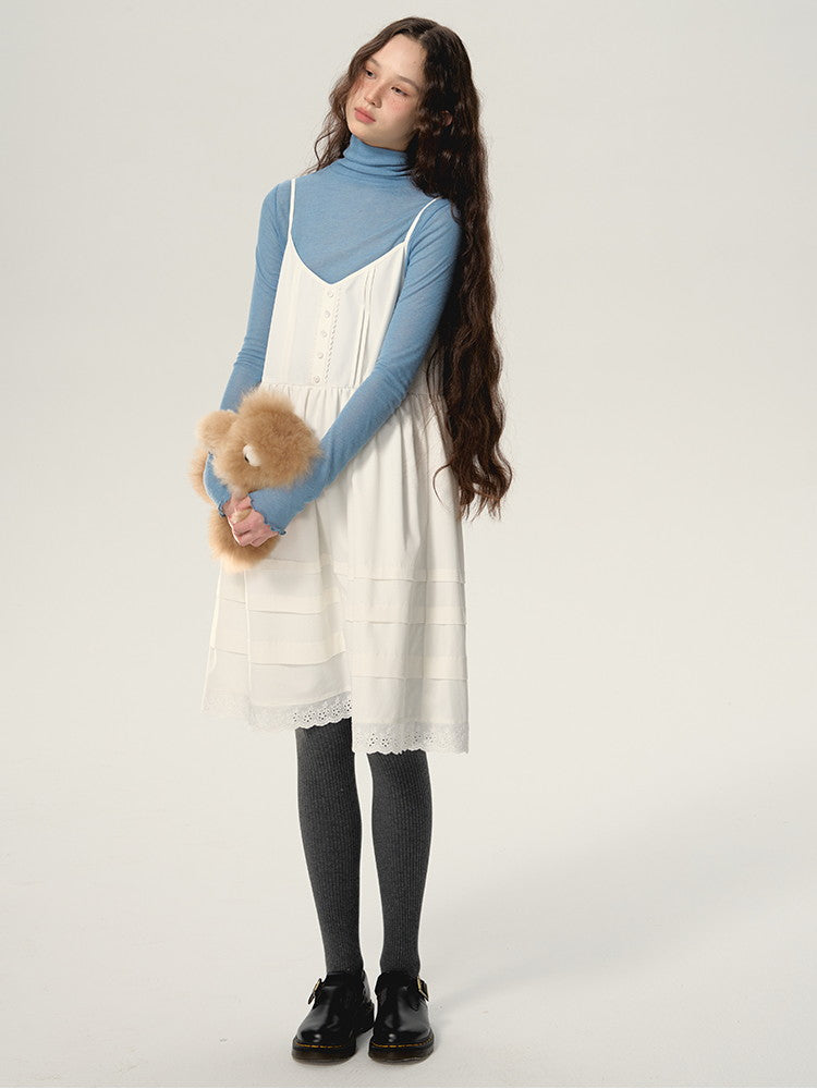 Lace Tiered Natural Simple Layered Camisole-One-Piece