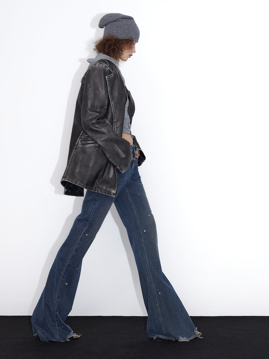 Stich Retro Vintage High-End Leder-Jacke