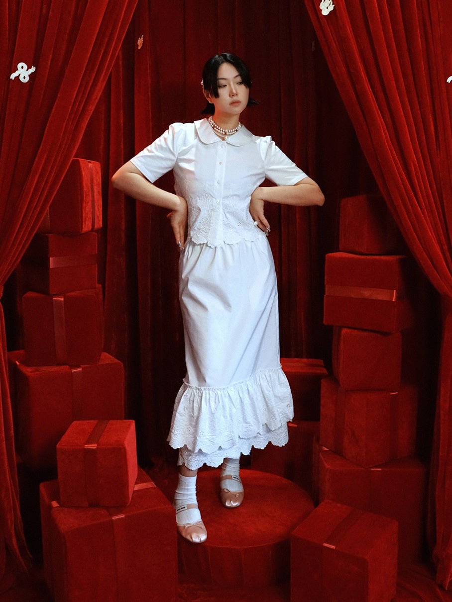 Tiered Lace Mermaid Long-Skirt