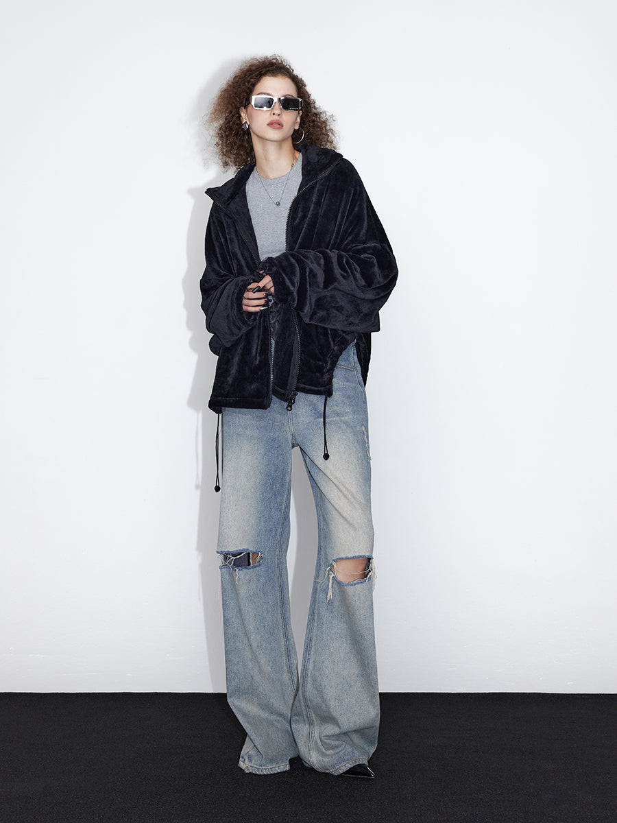 Velvet Stand-Collar Plain Freeze