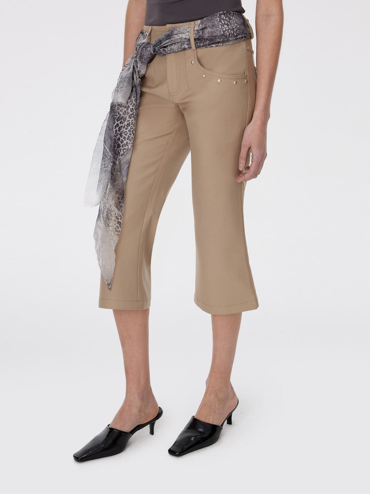 Studs Flare Casual Plain Simple Half-Pants