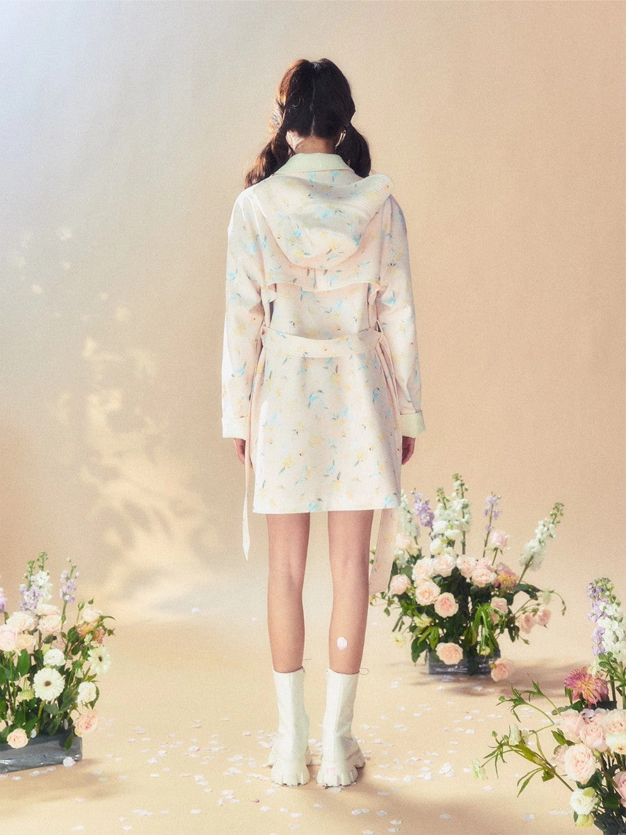 Blume Hoodie Retro süße süße mittlere Trenchcoat