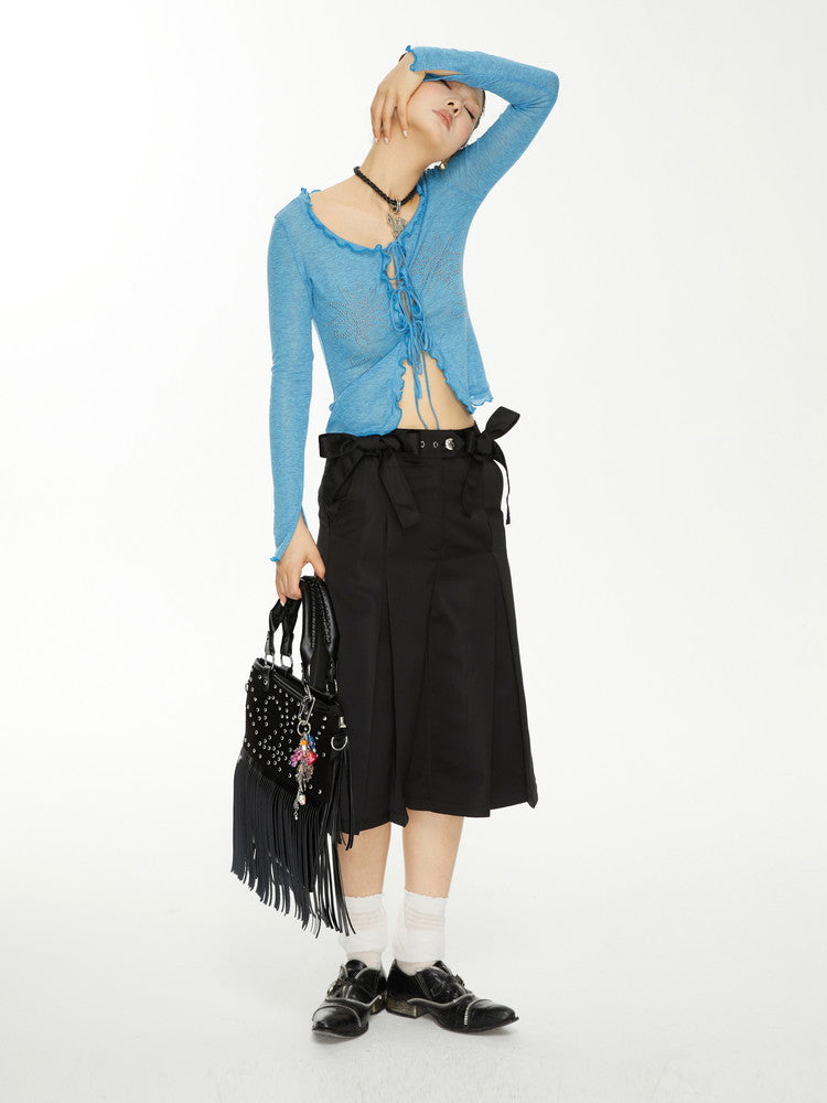 Thin Bijou Mellow Ribbon Cardigan