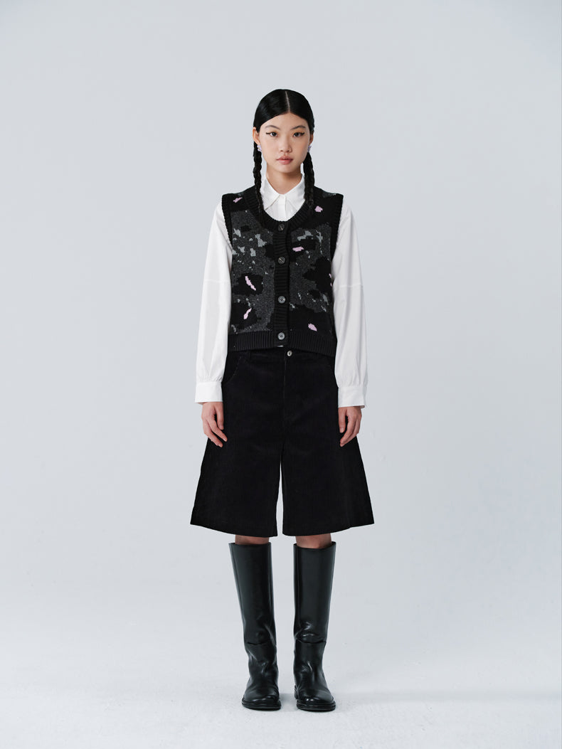 Strickspeckte Asymmetrie-Retro-Weste & Langstrecke