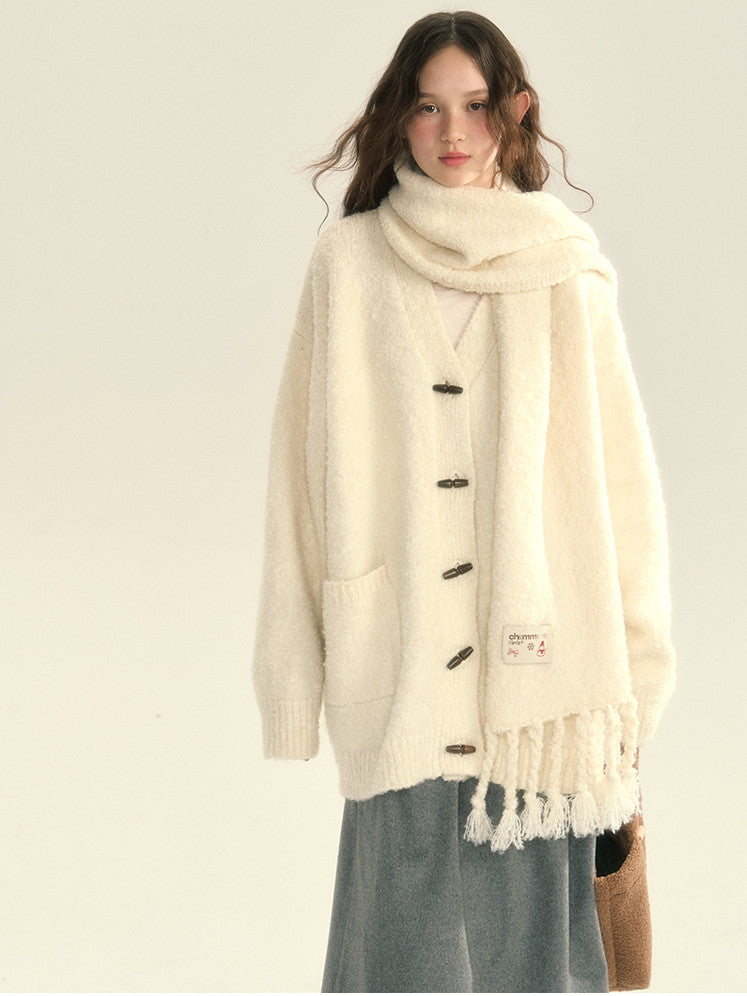 V-Neck Oversize Knit Long Cardigan