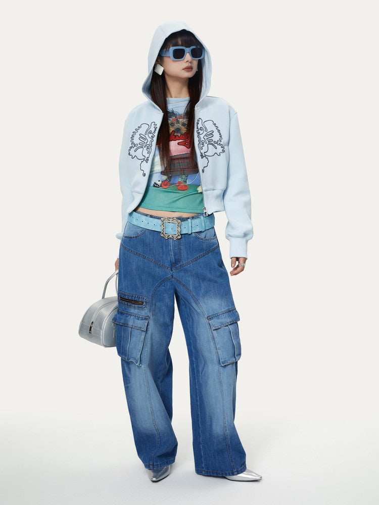 Hoodie Flower Casual Sweat Short Parka