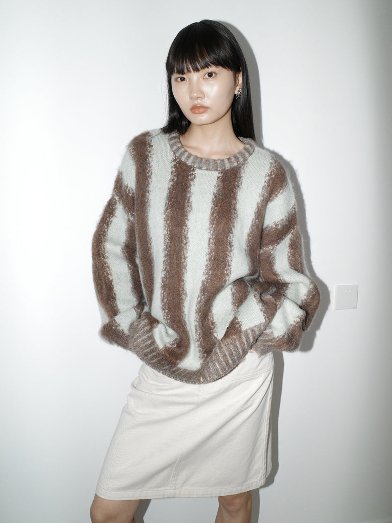 Stripe Border Strick Retro Tops & Hut