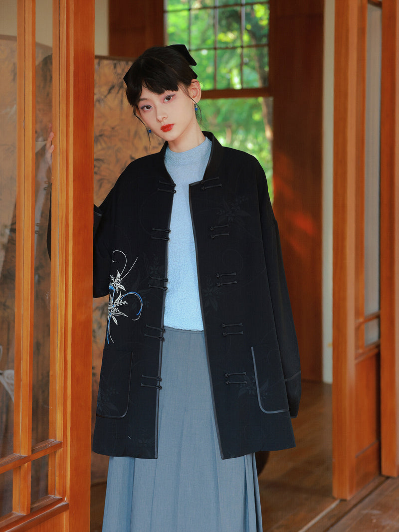 중국 자수 벨벳 고급 대형 재킷