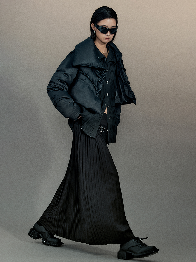 짧은 면화 니치 버튼 평원 다운 재킷