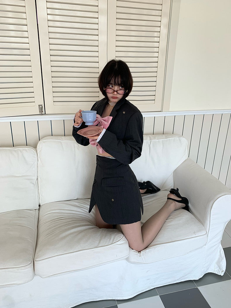 Simple Modern Plain Short-Jacket&Minis-Kirt