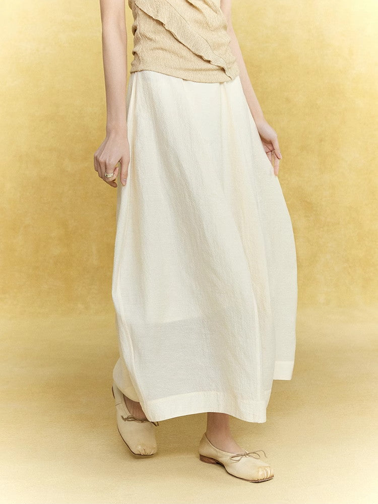 Natural Flare Simple Sheer Thin Long-Skirt