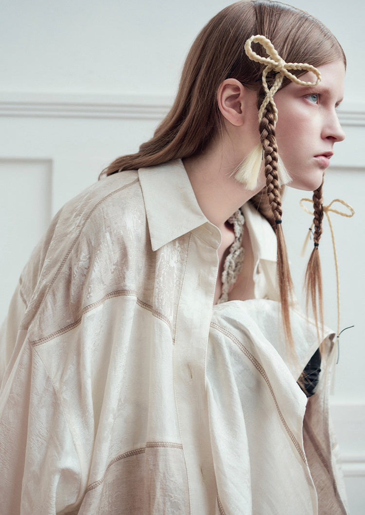 Set-Up Oversize Patchwork Asymmetry Chic Shirt&Long-Skirt