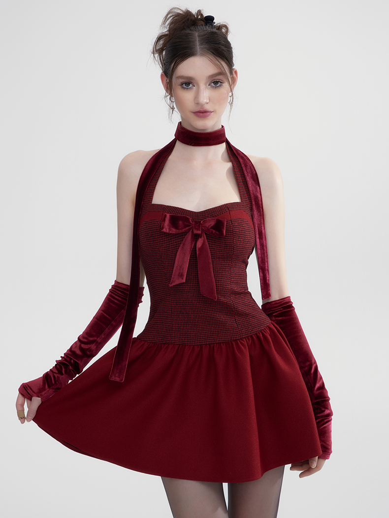 Halfter-Hals-Hals-Checktee Girly Arly Arm-Cover & Ein Stück