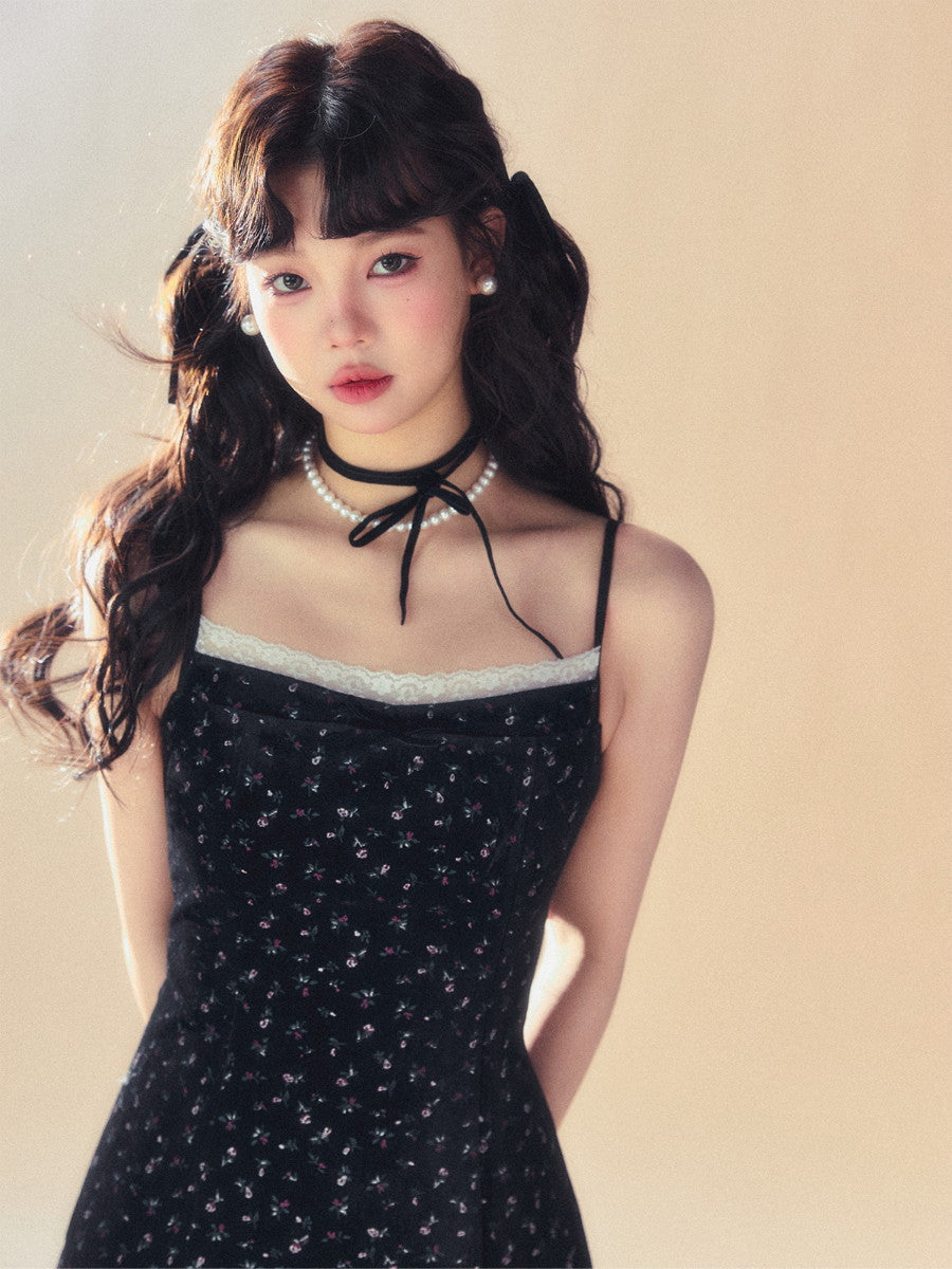 레이스 꽃의 짧은 여성 플레어 카미솔-나이트 피스