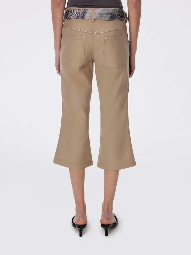 Studs Flare Casual Plain Simple Half-Pants