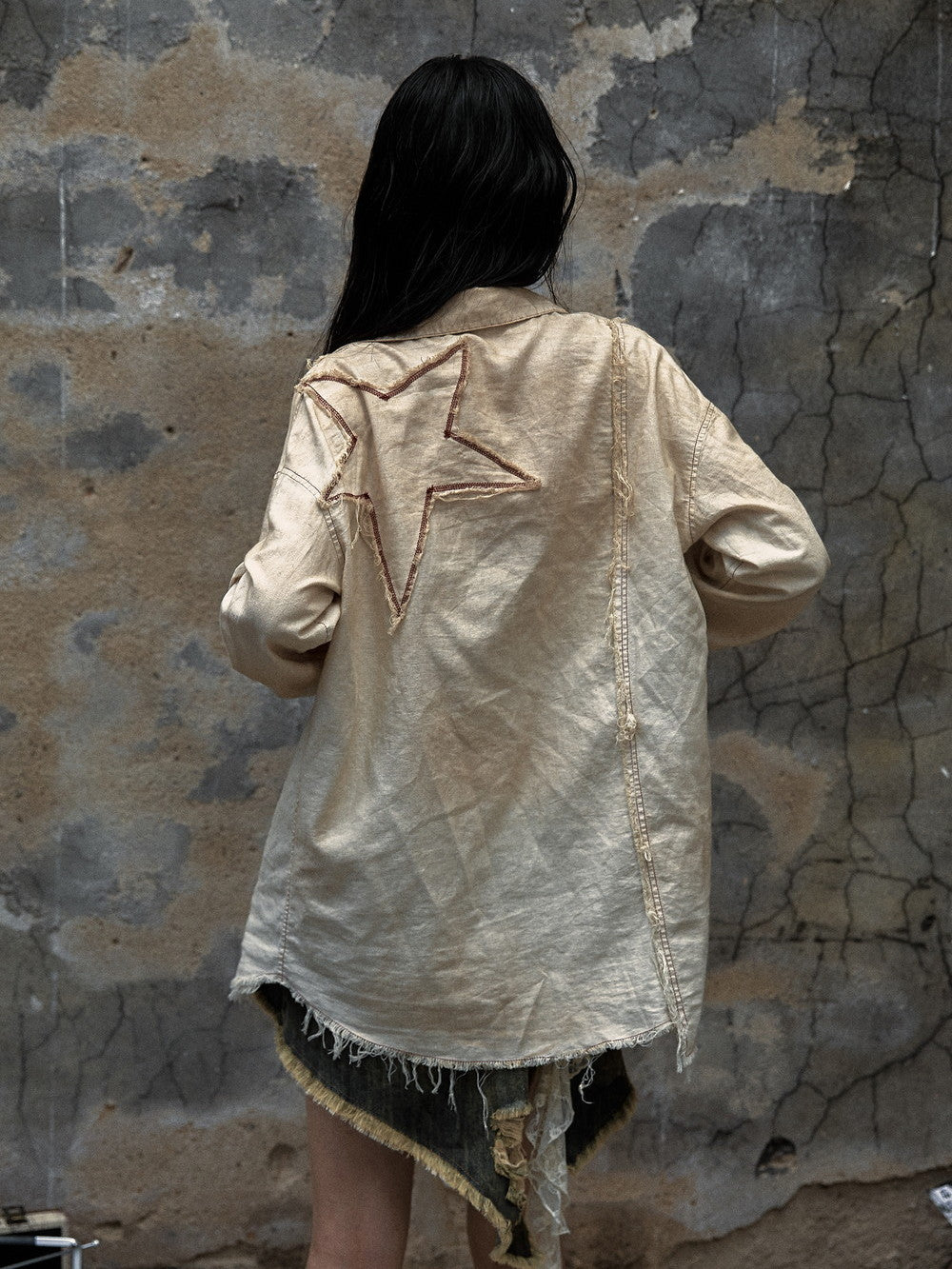 Ovresize Studs Vintage Watashed Shirt