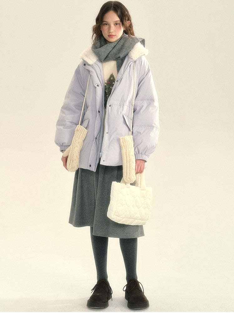 스탠드 콜라 퀼팅면 보아 두꺼운 지구 색상 다운 재킷