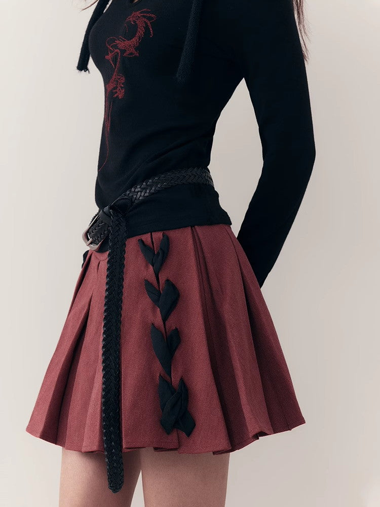 Chic Braid Cute Set-Up Zip Natural Jacket&Skirt