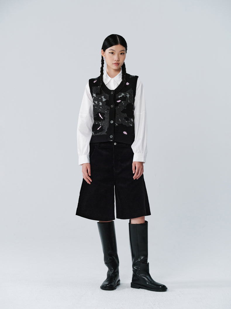 Strickspeckte Asymmetrie-Retro-Weste & Langstrecke