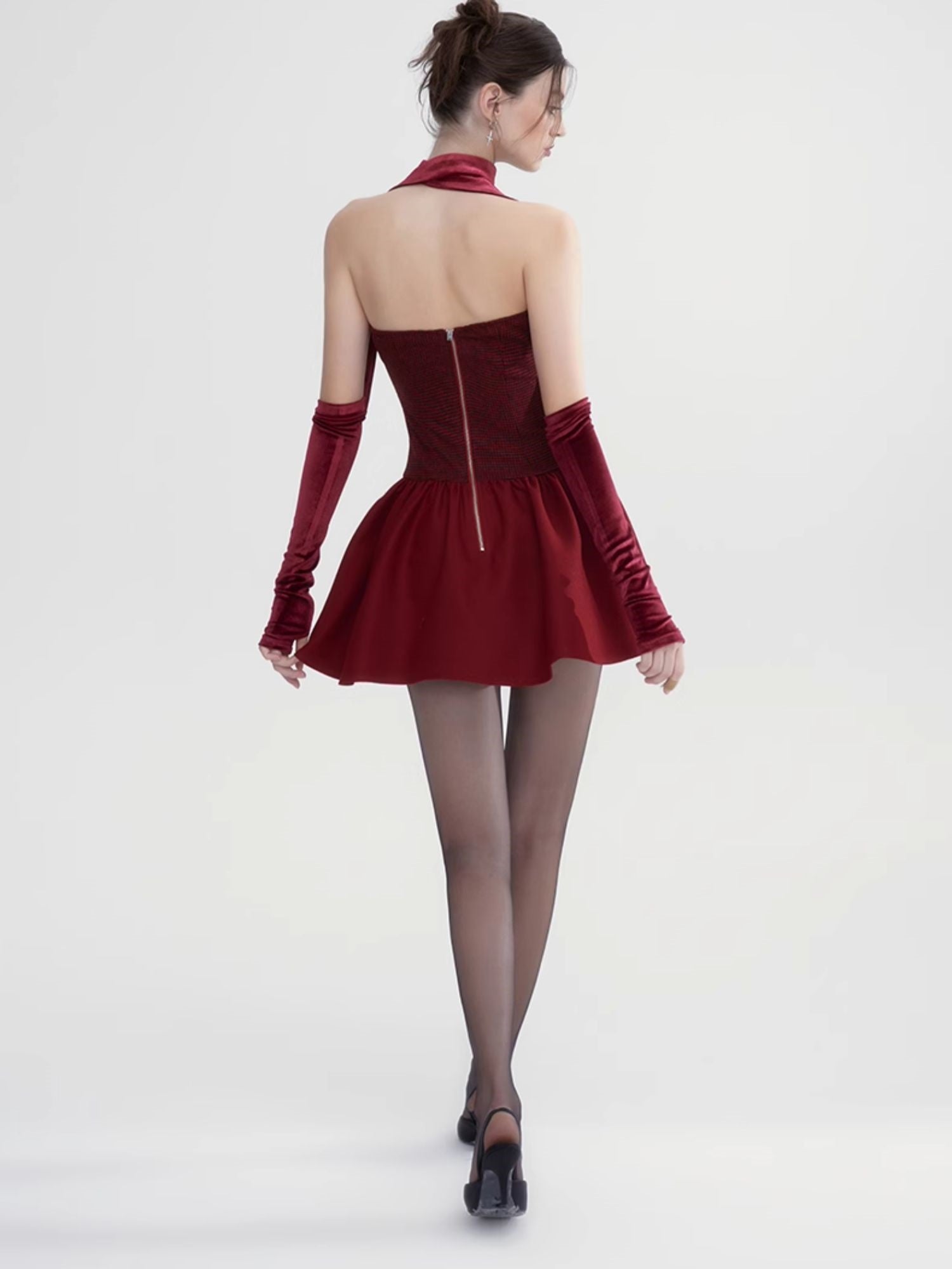 Halfter-Hals-Hals-Checktee Girly Arly Arm-Cover & Ein Stück