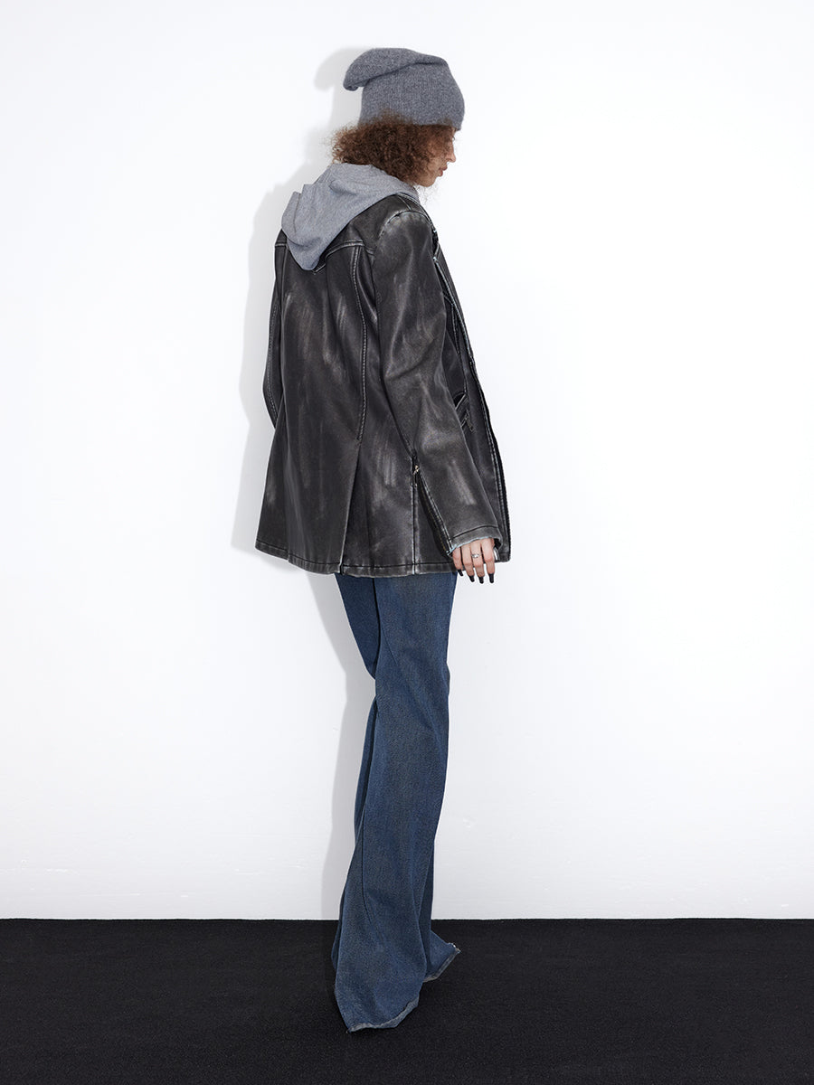 Stich Retro Vintage High-End Leder-Jacke