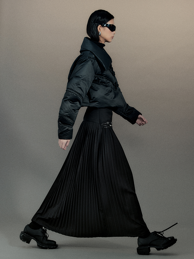 짧은 면화 니치 버튼 평원 다운 재킷