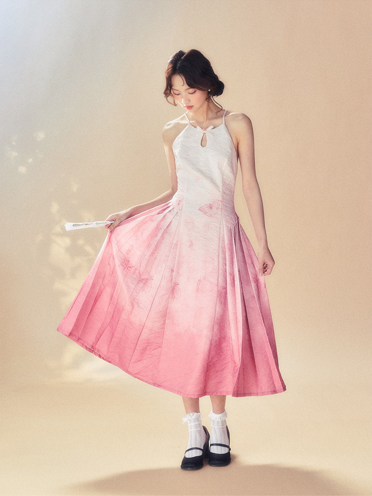 Gradation Back-Open Camisole Sexy Ribbon Summer One-Piece