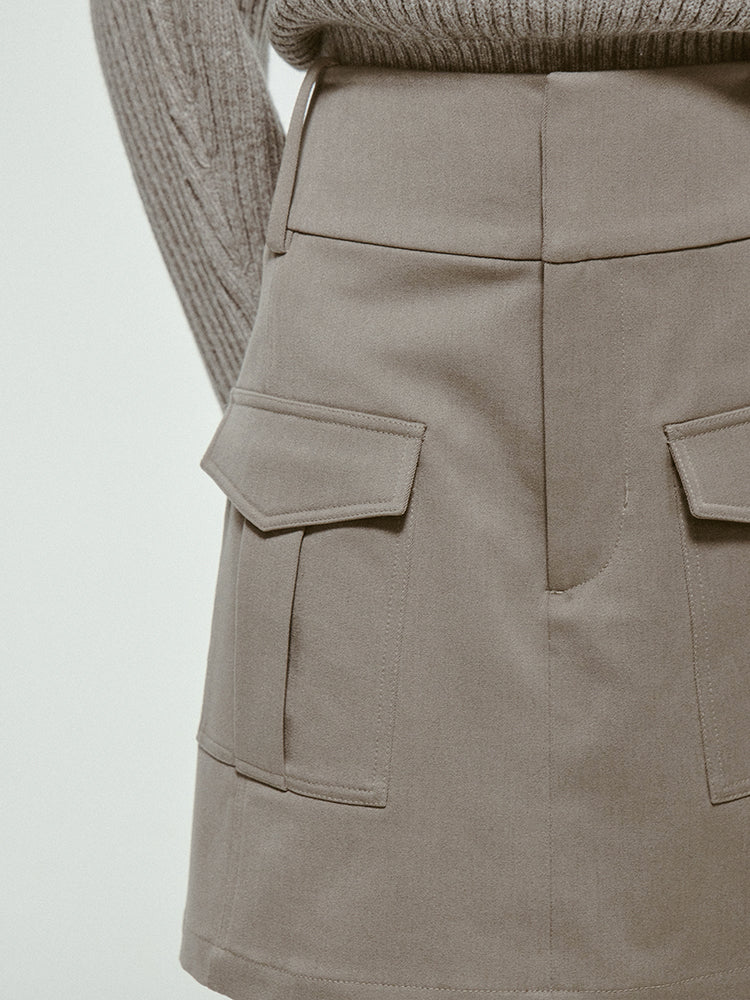 캐주얼 사이드 포켓 일반 짧은화물 스커트