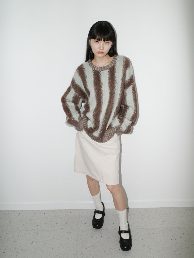 Stripe Border Strick Retro Tops & Hut