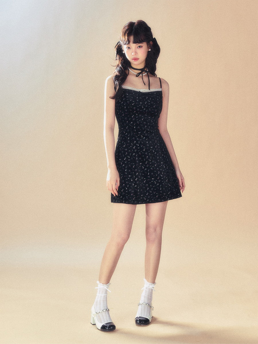 레이스 꽃의 짧은 여성 플레어 카미솔-나이트 피스