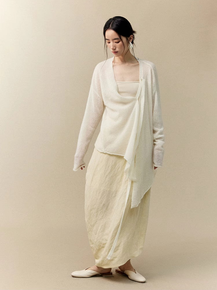 Tie-Dye Marble Retro Asymmetry Balloon Classy Long-Skirt