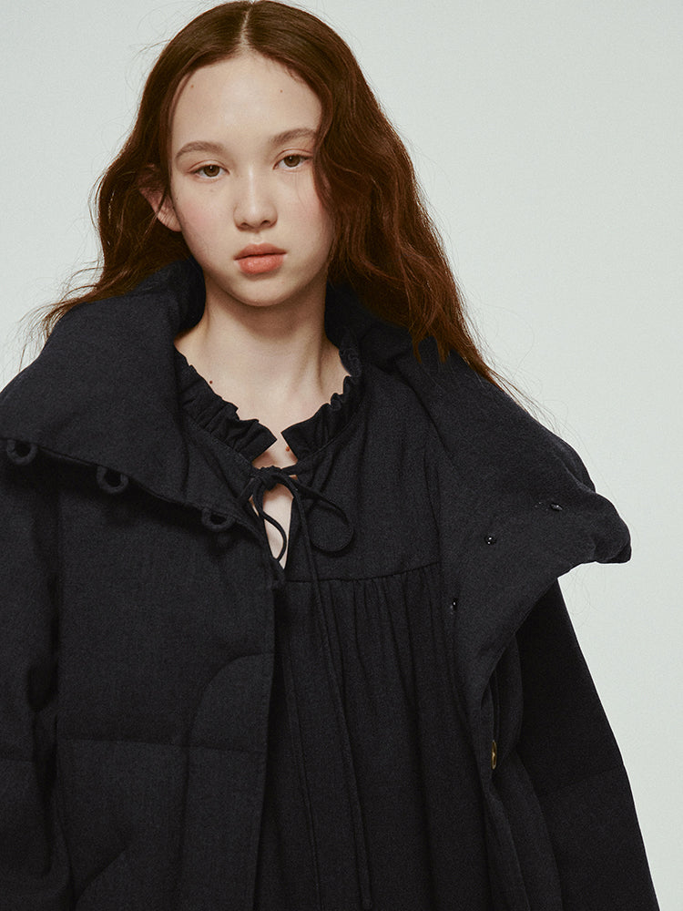 Cotton Casual Plain Wool Simple Down-Jacket