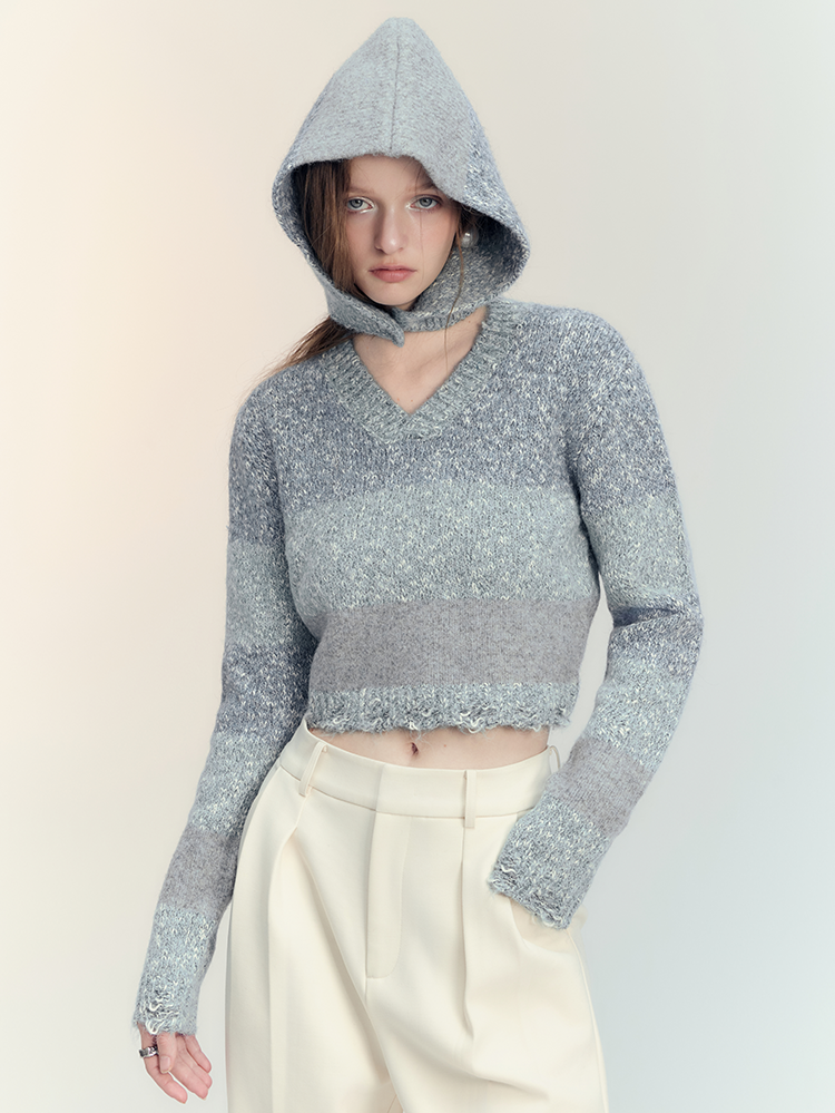 Knit Multi Border Retro Simple Hat&Muffler