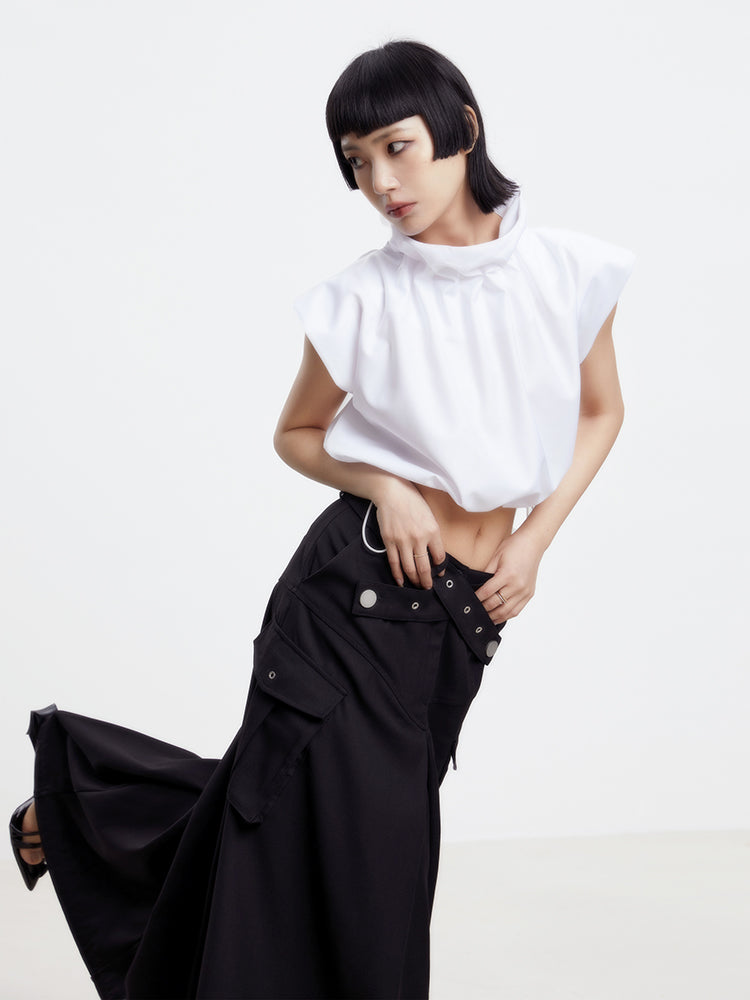 Cool Belt Flare Long-Skirt