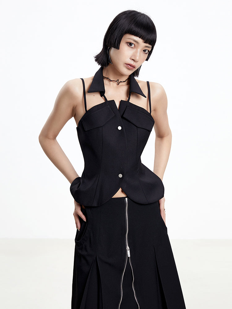 Nichi-Collar Slim Constriction Tops