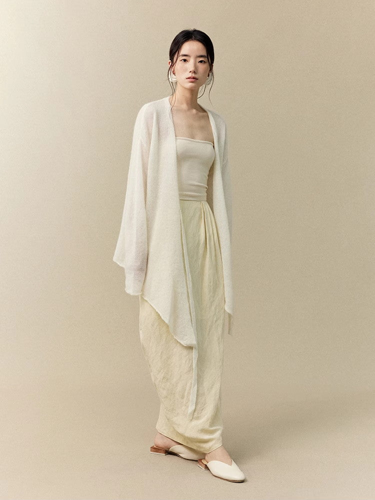 Tie-Dye Marble Retro Asymmetry Balloon Classy Long-Skirt