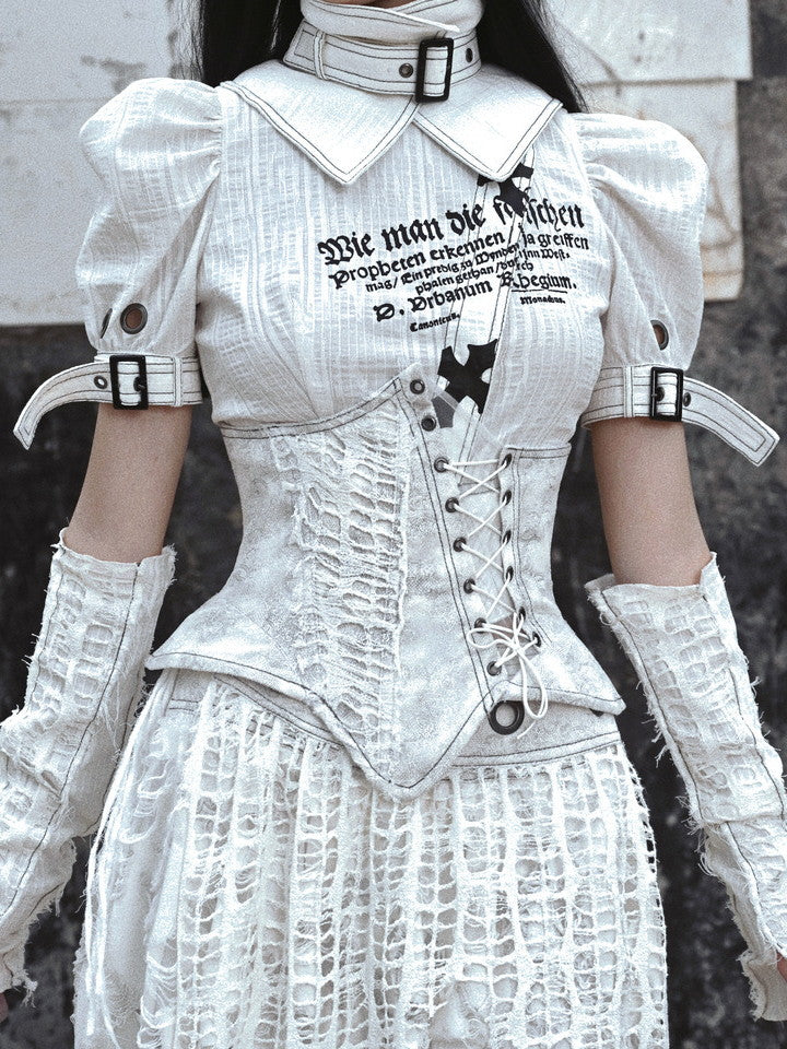 고딕 레이스 업 레이스 빈티지 스타 Nichi Bustier