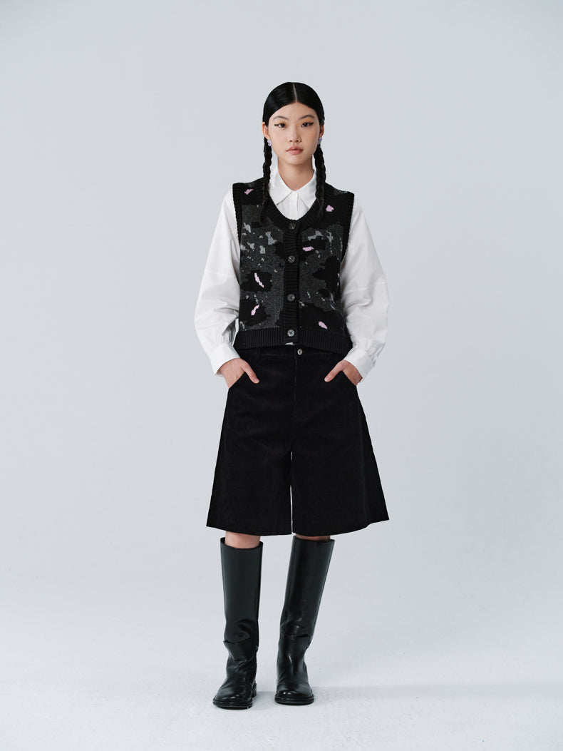 Strickspeckte Asymmetrie-Retro-Weste & Langstrecke