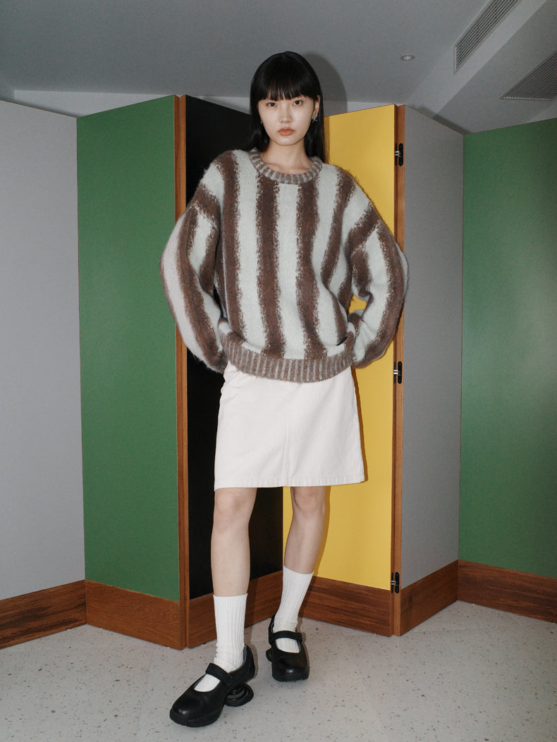 Stripe Border Strick Retro Tops & Hut