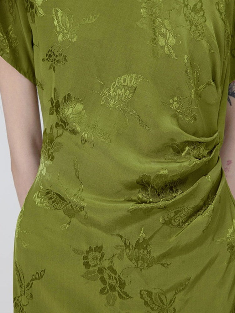 China Long Chic Embroidery Butterfly Flwoer Dress