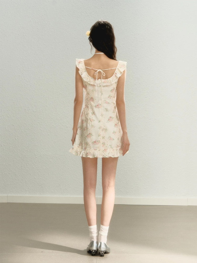 Flower Frill Feminine Short Sweet Dress