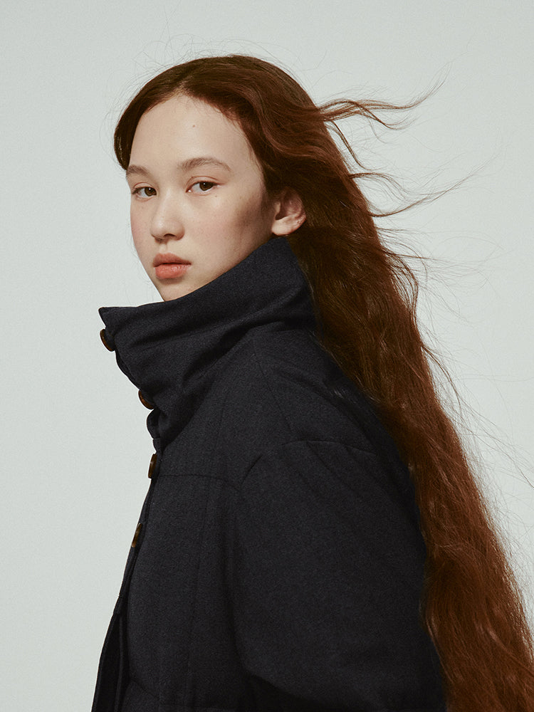 Cotton Casual Plain Wool Simple Down-Jacket