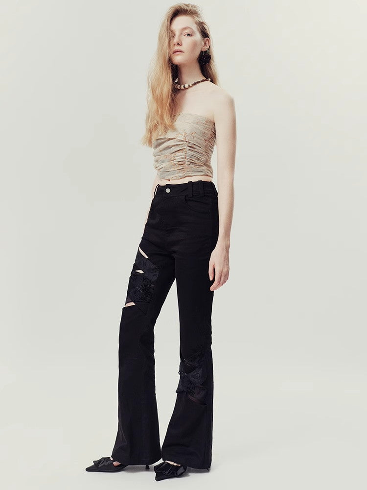 Nichi Lace Mesh Flower High-Waist Flare-Pants – ARCANA ARCHIVE