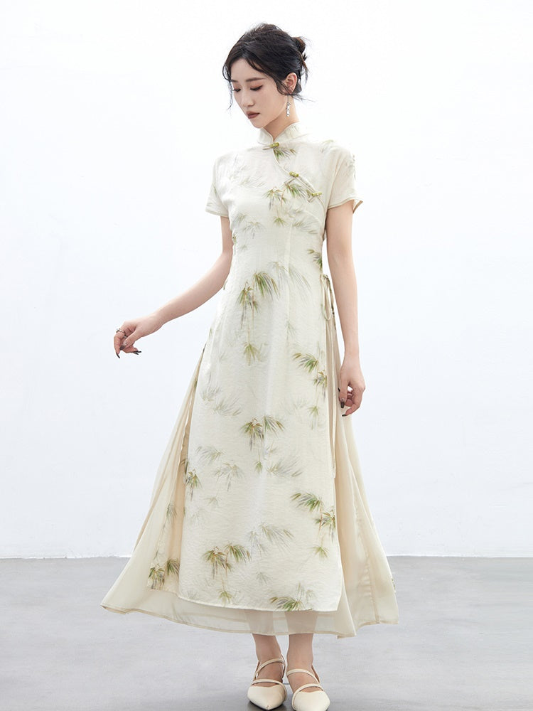 Banboo Japanese-Style Flower China Retro One-Piece