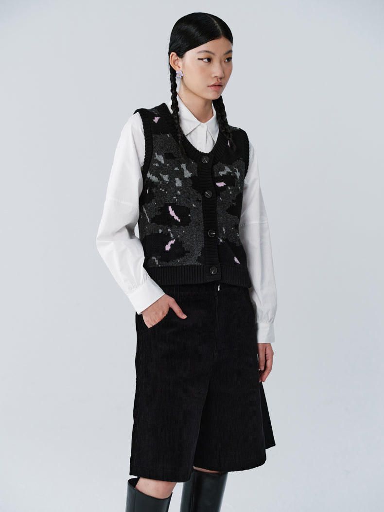 Strickspeckte Asymmetrie-Retro-Weste & Langstrecke