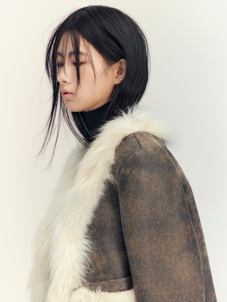 Fue & Leather Luxury 고급 레트로 캐주얼 재킷