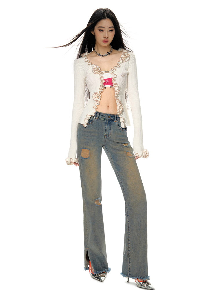 Mellow Rose Bi-Color Retro Retro Frill Tops & Jirt